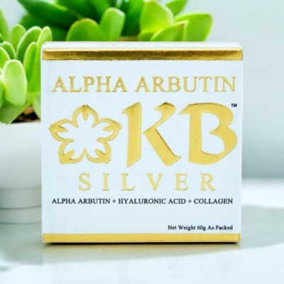 KB Silver Whitening Soap 60g ALPHA ARBUTIN + HYALURONIC ACID + COLLAGEN Whitening Soap